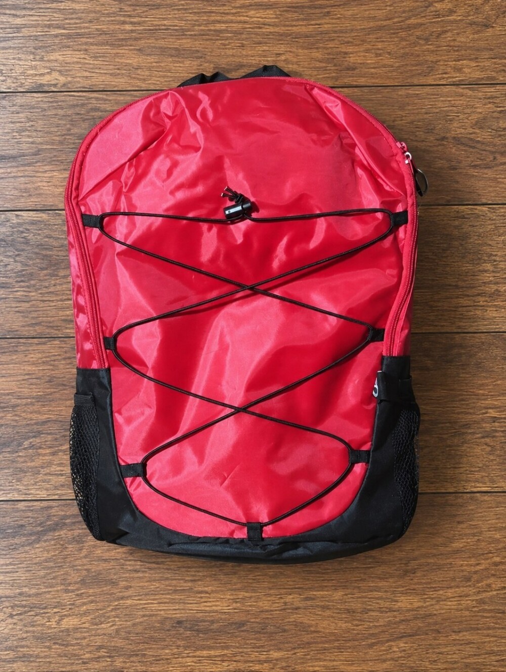 Red 17” Backpack Daypack Lightweight Travel School Hiking Bag Bungee Cord -N